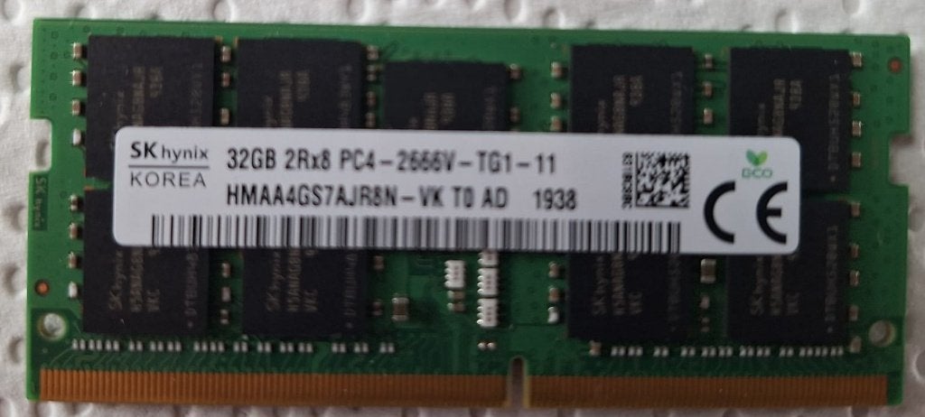Hynix 32GB PC4-DDR4-2666MHz RAM memory, Computers en Software, RAM geheugen, 32 GB, DDR4, Ophalen of Verzenden, Zo goed als nieuw