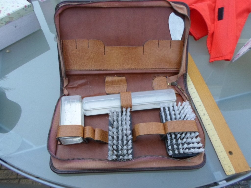 vintage  heren scheerset in etui, Ophalen of Verzenden, Gebruikt, Gehele gezicht, Overige typen