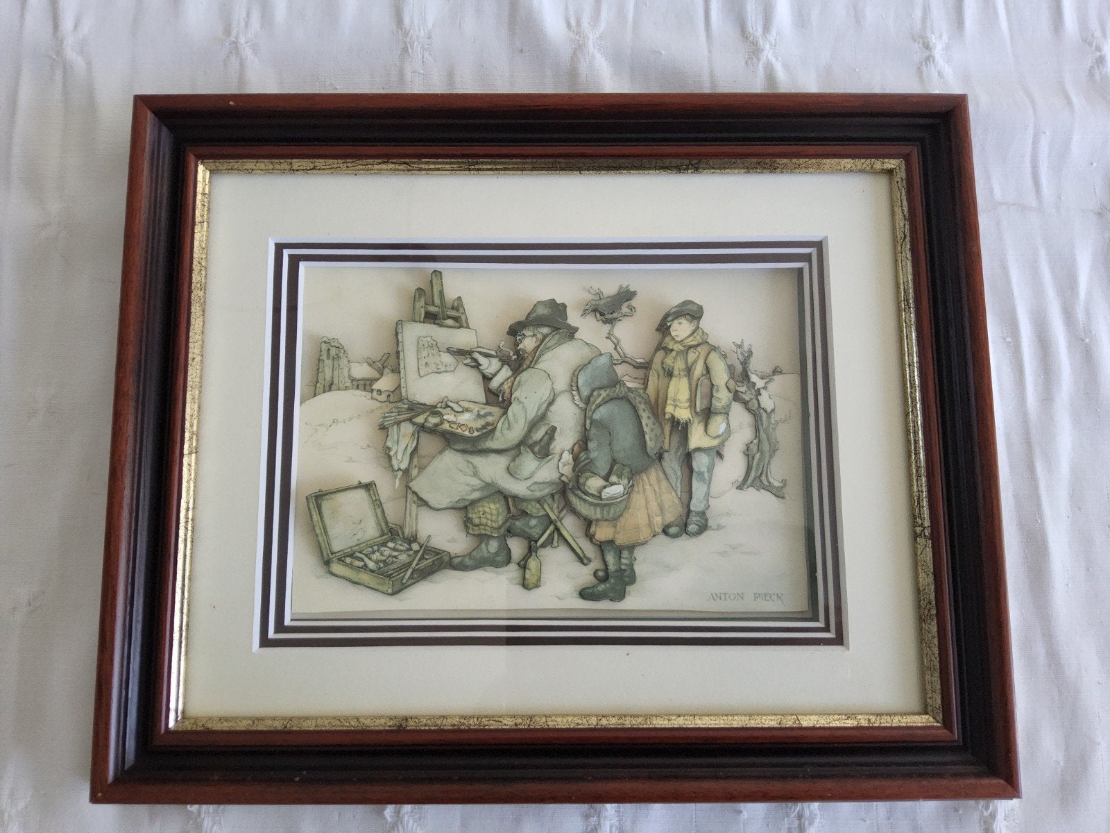 Anton Pieck ingelijste prent - Origineel en gesigneerd, Ophalen of Verzenden, Print, Print/reproductie, Achter glas