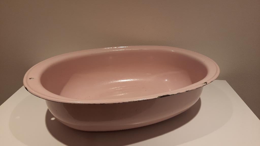 Roze emaille badje teil, Antiek en Kunst, Antiek | Emaille, Ophalen