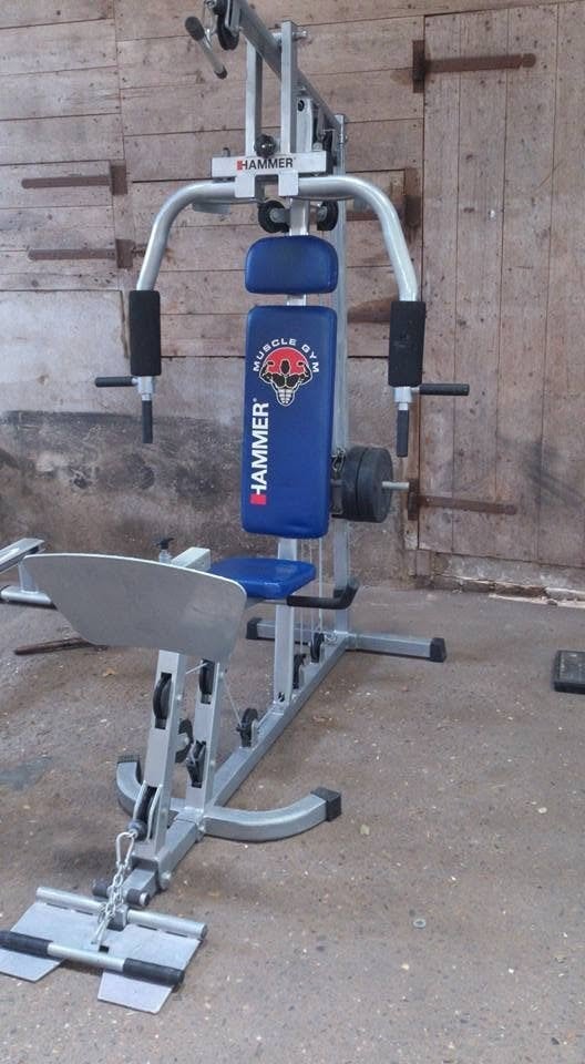 Hammer Krachtstation Muscle Gym met voetplaat en trekstang, Ophalen, Benen, Gebruikt, Krachtstation