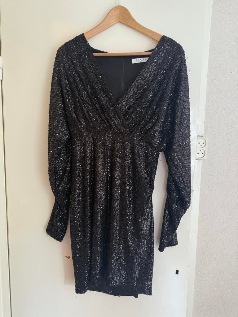 Costes jurk maat M - Zwart met pailletten, Ophalen of Verzenden, Zo goed als nieuw, Maat 38/40 (M), Zwart