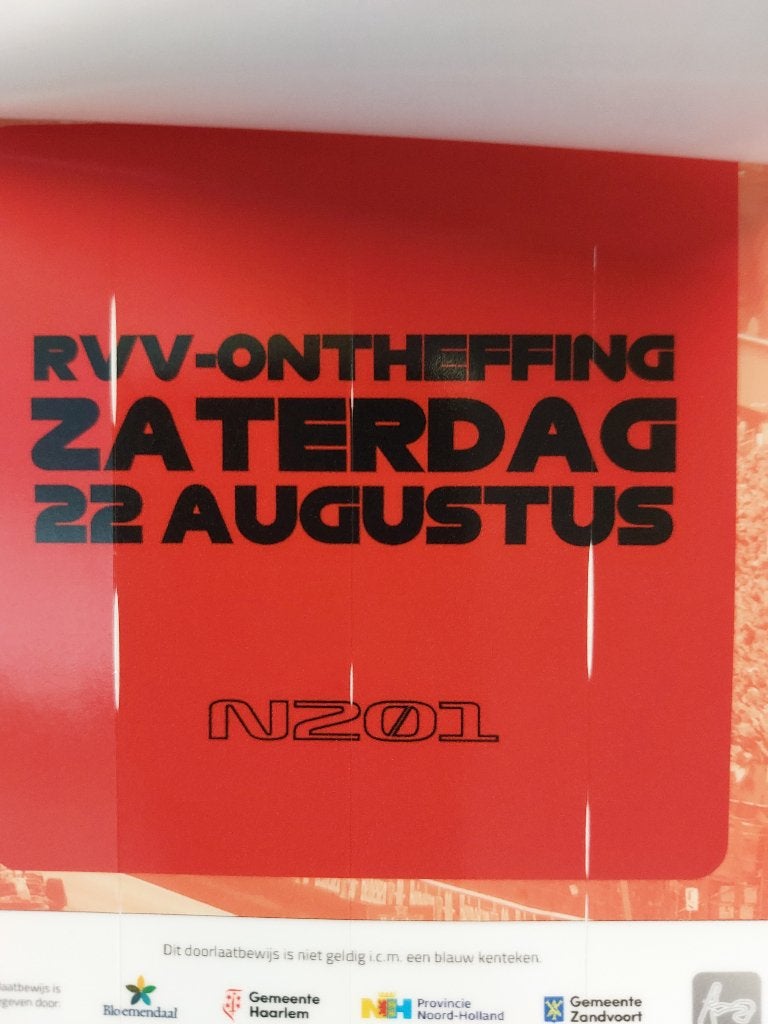Doorlaatbewijs F1 Grand Prix Zandvoort, Drie personen of meer