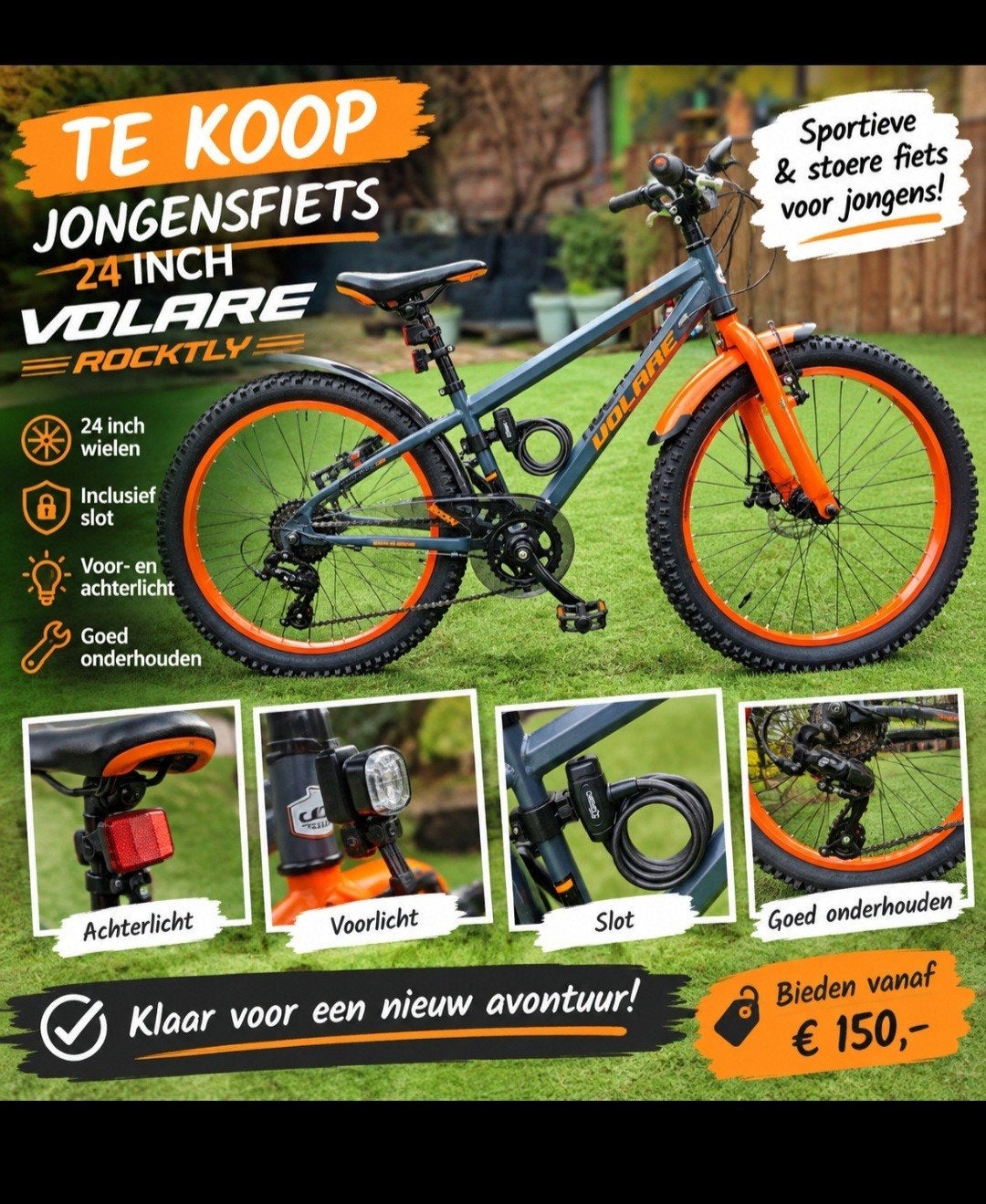 Volare Rocky 24 inch jongensfiets met 6 versnellingen, Ophalen, Gebruikt, Overige merken, Versnellingen
