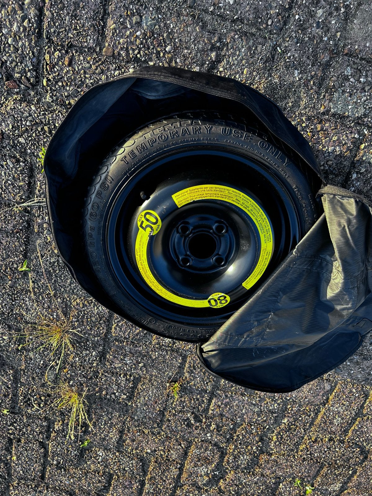 Thuiskomer met steek 4x100 - T105/70R14 in draagtas, Ophalen
