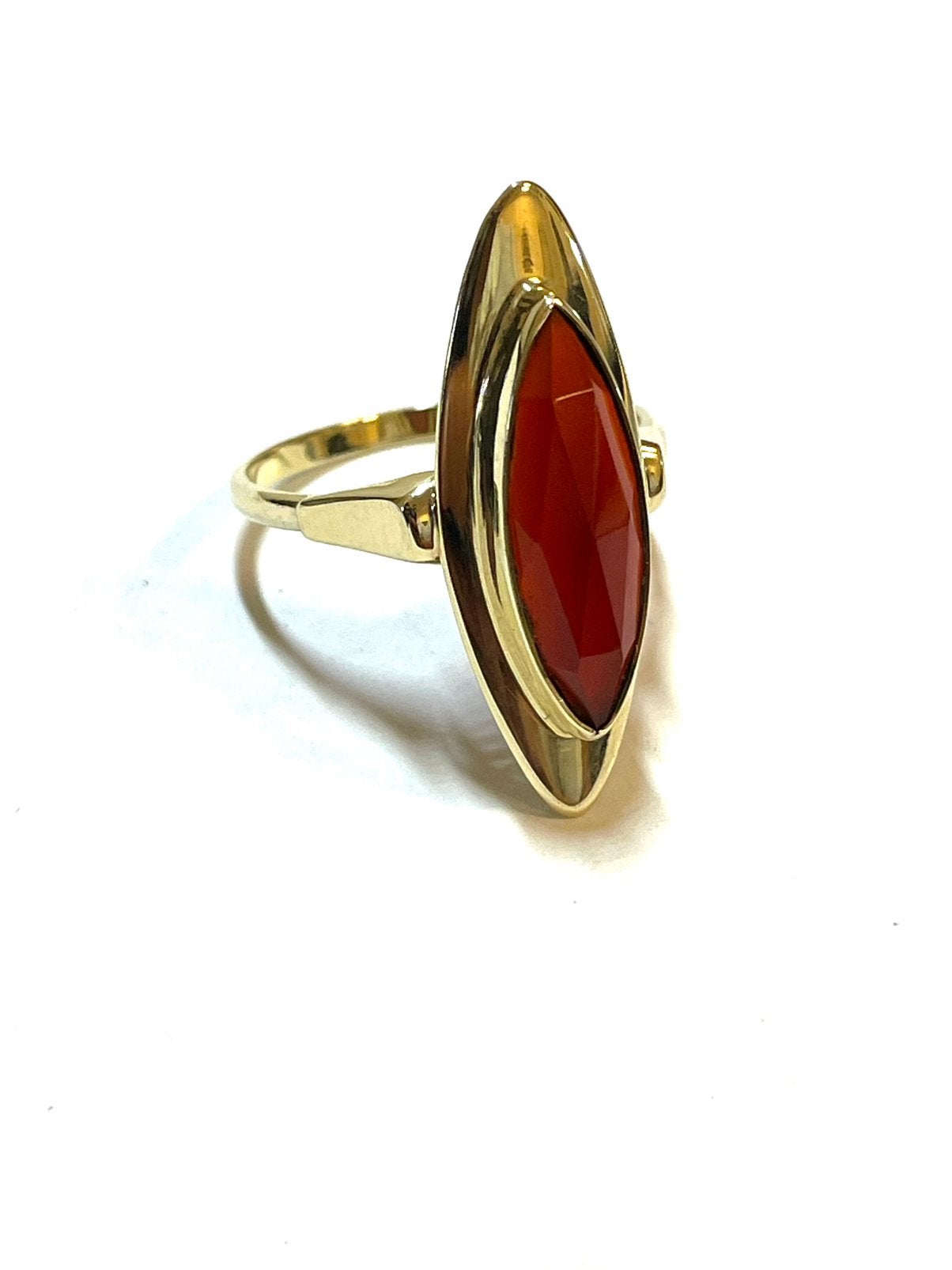 14k gouden ring met carneool, -, -, Ophalen of Verzenden, Zo goed als nieuw