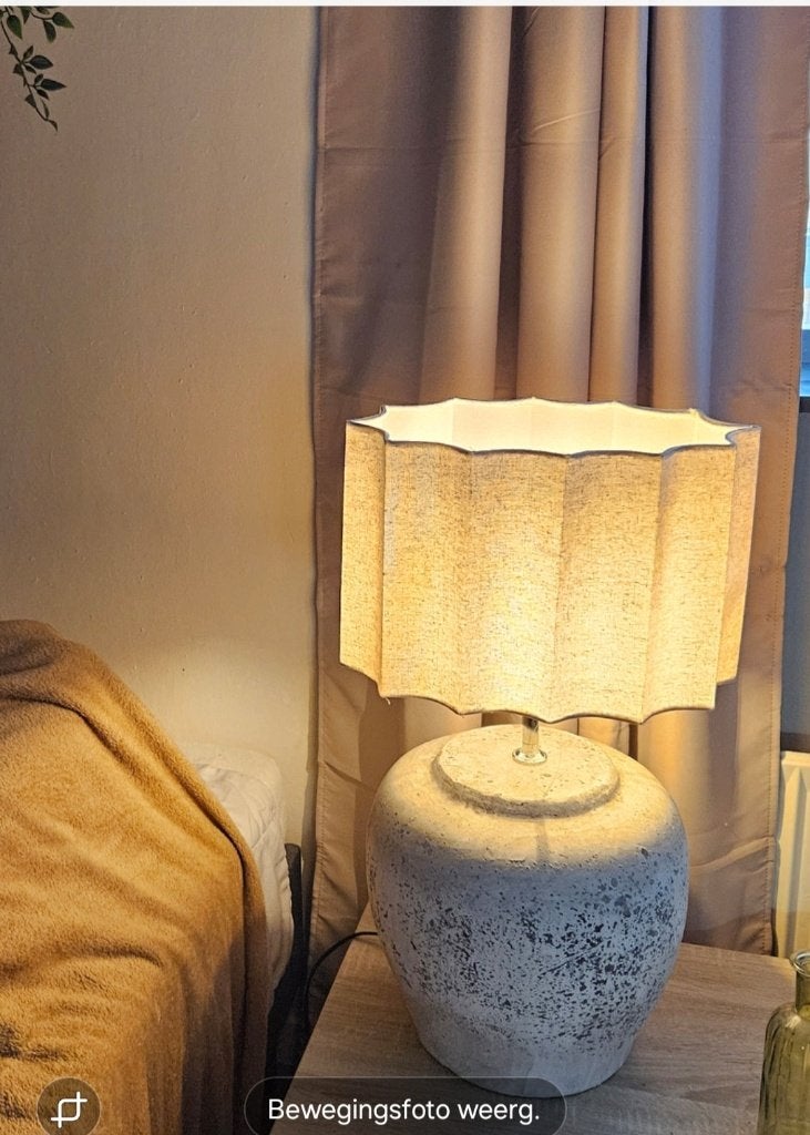 Stijlvolle Tafellamp met Linnen Kap - Hoogte 63 cm, Gebruikt, Met kap, 63 cm, Schemerlamp