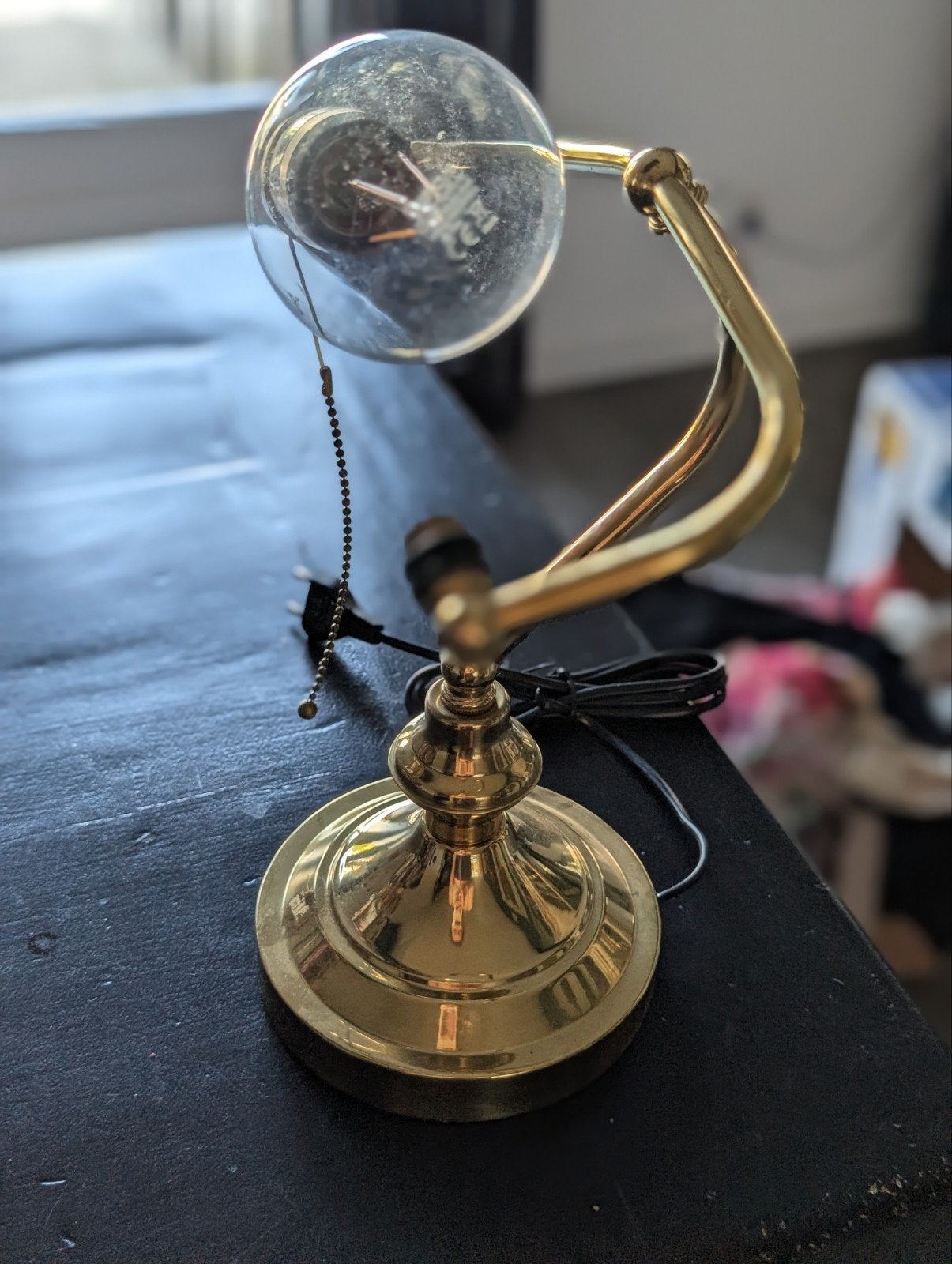Vintage messing notaris bureaulamp, Antiek en Kunst, Ophalen of Verzenden