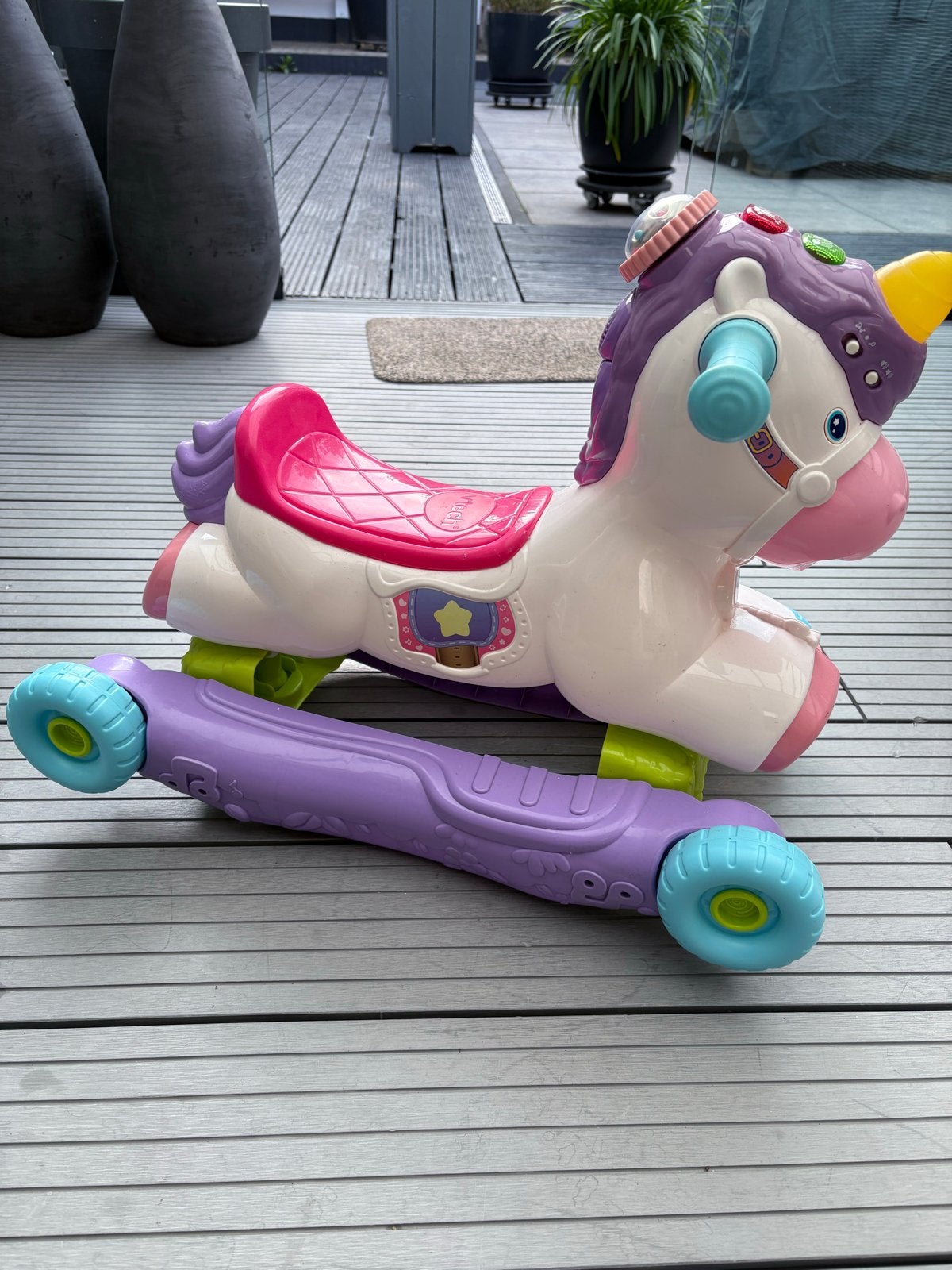VTech Eenhoorn Schommelpaard en Loopwagen 2-in-1, Kinderen en Baby's, Speelgoed | Vtech, Ophalen, Zo goed als nieuw, 6 maanden tot 2 jaar