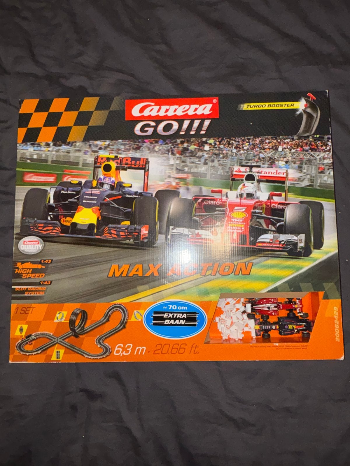 Carrera GO!!! Max Action Racebaan - 6,3m met 2 auto's, Kinderen en Baby's, Speelgoed | Racebanen, Ophalen, Racebaan, Carrera, Zo goed als nieuw