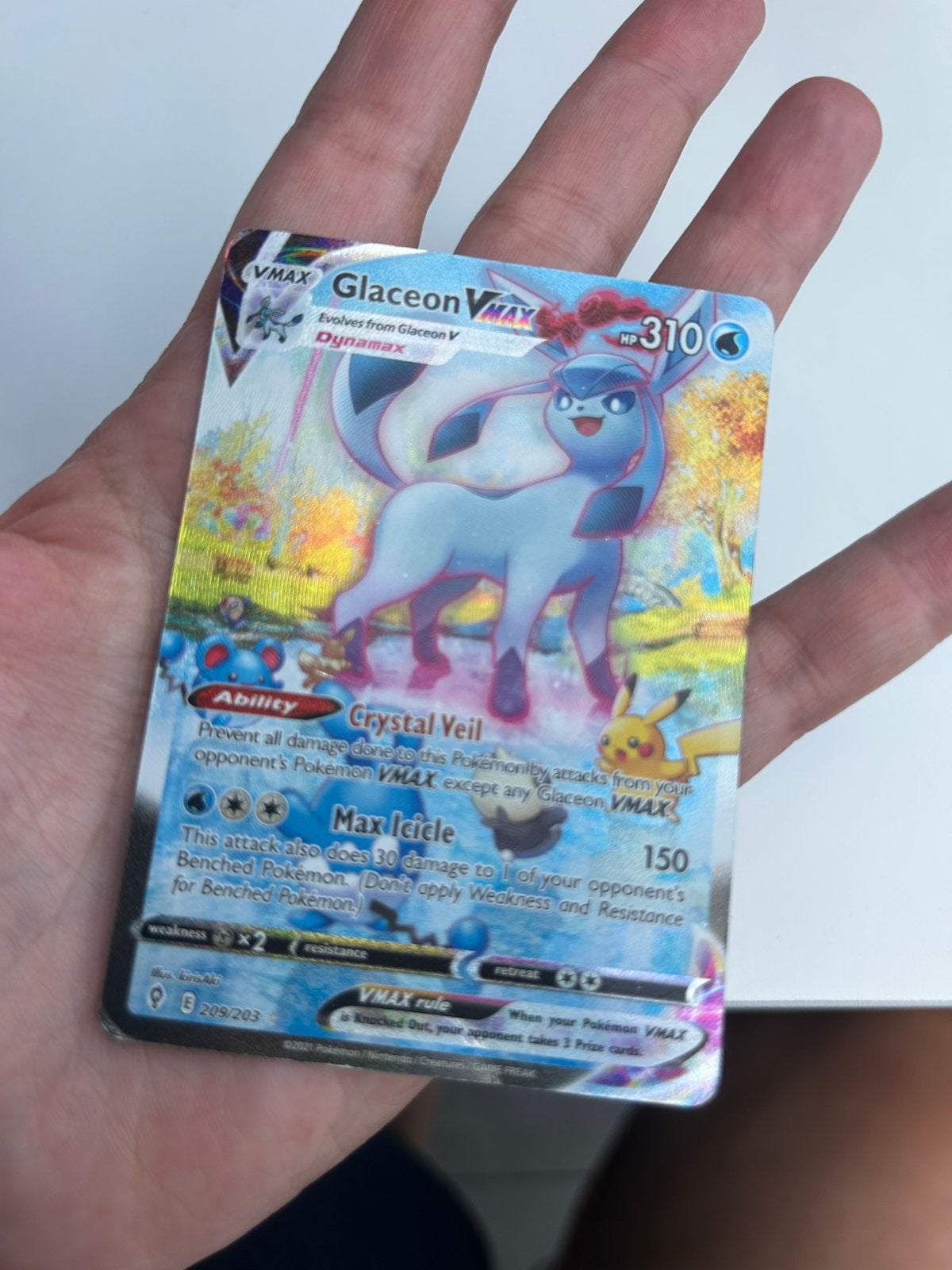Pokemon Glaceon Vmaxx 209/203, Ophalen, Zo goed als nieuw, Losse kaart