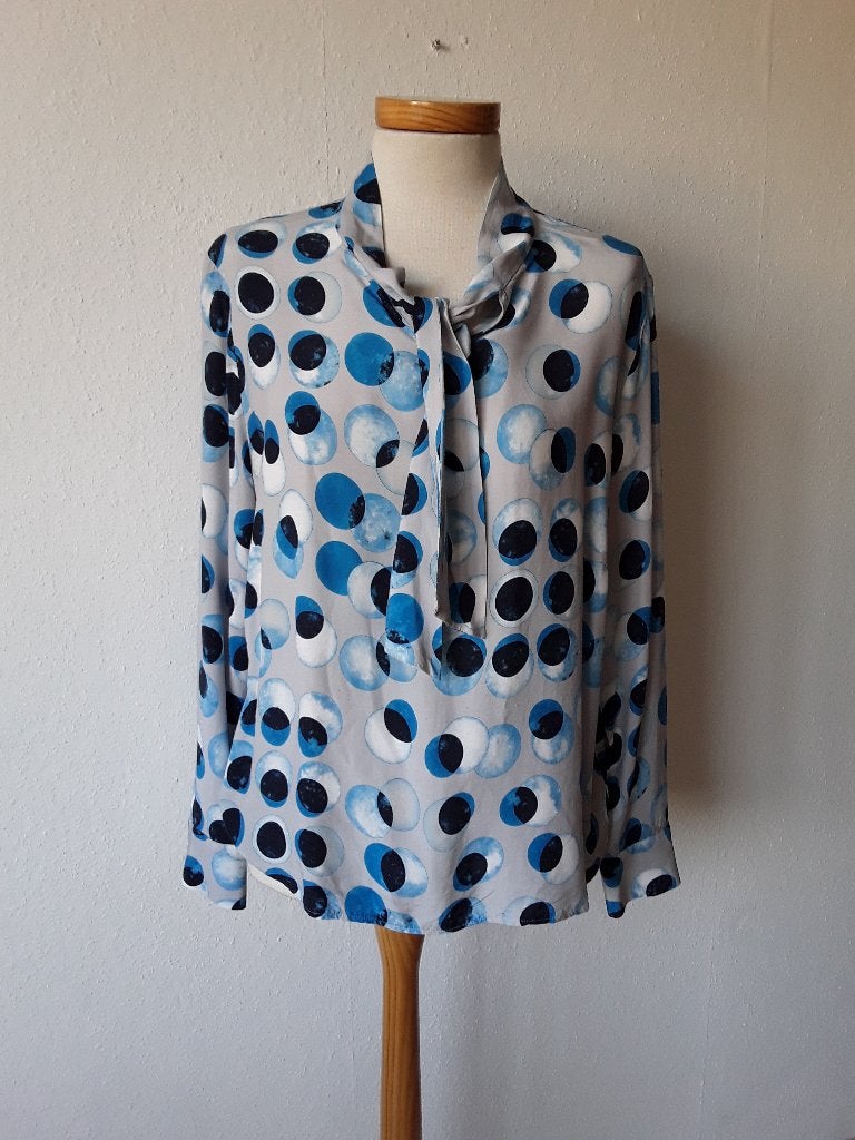 Blouse Frank Walder mt 44/grijs /blauw, Verzenden, Maat 42/44 (L), Zo goed als nieuw, Grijs