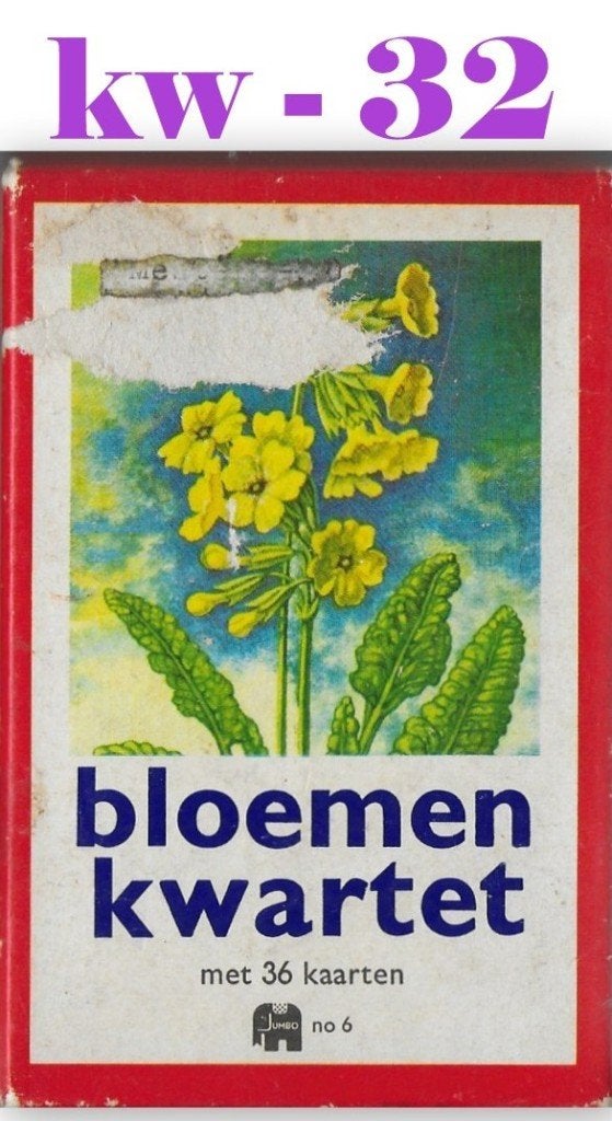 KW32 - Bloemen kwartet ( Jumbo nr 6 ) met 36 kaarten, Verzamelen, Ophalen of Verzenden, Gebruikt, Joker(s)