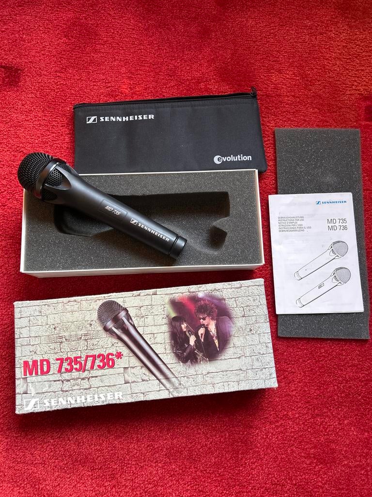 Sennheiser MD 735 Zangmicrofoon met toebehoren, Ophalen of Verzenden, Zo goed als nieuw, Zangmicrofoon