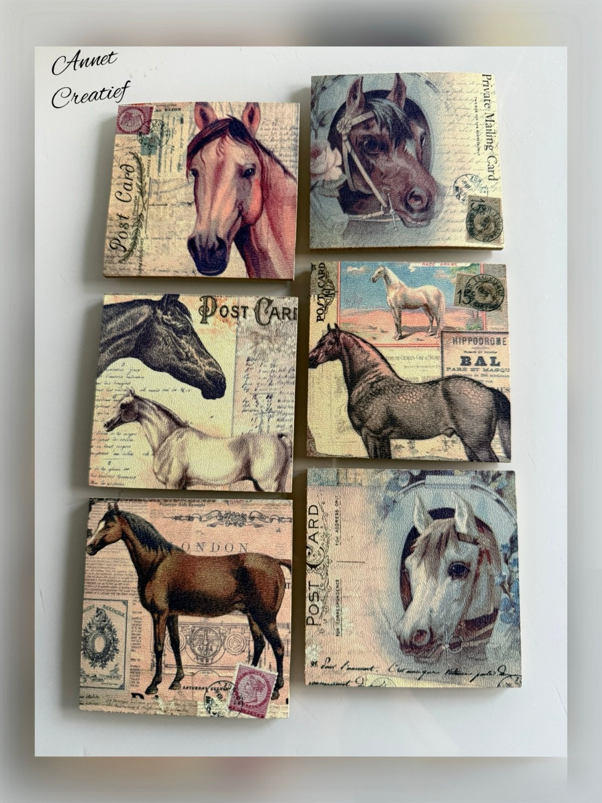 MDF Onderzetters met Paardenprint - Set van 6, Hout, Glasonderzetter, Ophalen of Verzenden, Meerkleurig