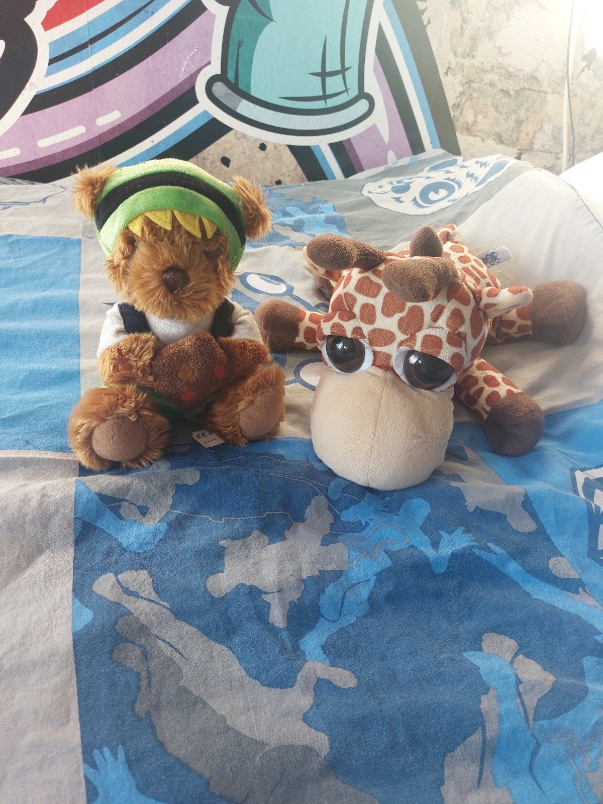 Leuke knuffels: Beer met muts en Giraf, Ophalen of Verzenden