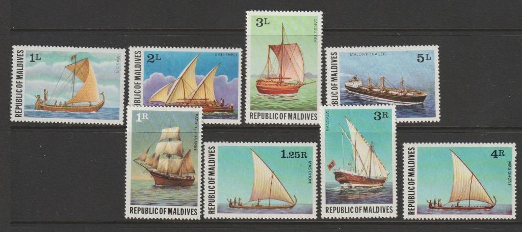 TSS Kavel 4.50016 Malediven pf minr 756-763 schepen, Ophalen, Postfris, Zuid-Azië