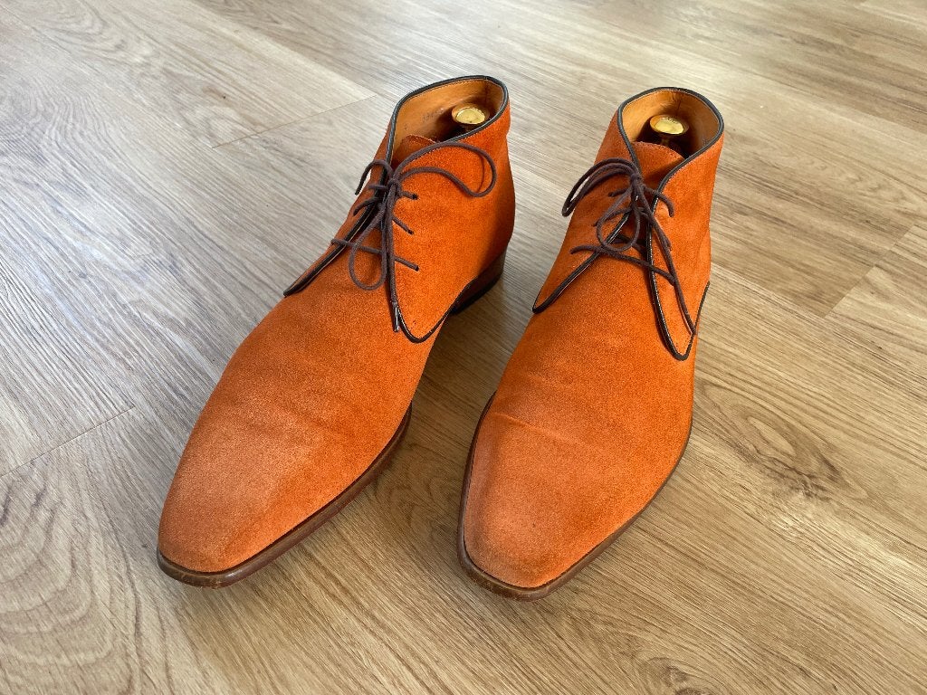 Oranje suède herenschoenen van Van Lier, Ophalen, Overige kleuren, Van Lier, Zo goed als nieuw