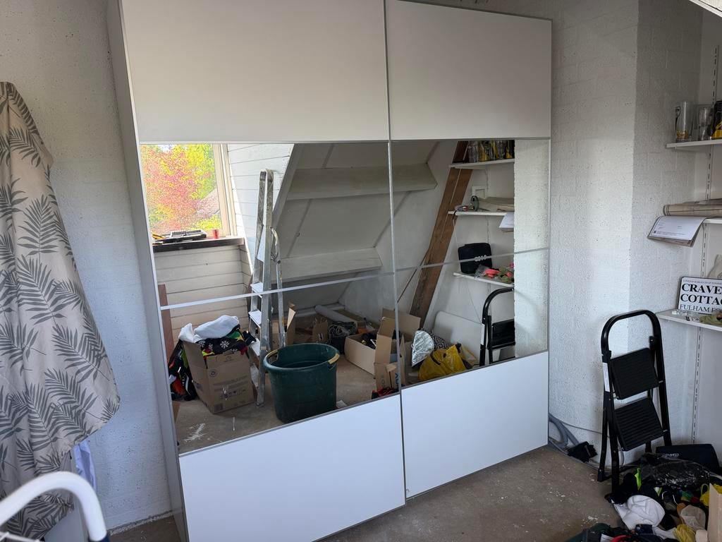 IKEA PAX kast wit met glazen schuifdeuren (240x200x65), Ophalen, Gebruikt, 200 cm of meer, Glas