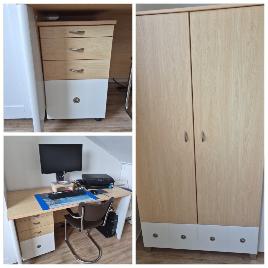 Kledingkast met bijbehorend bureau, Gebruikt, 50 tot 100 cm, 150 tot 200 cm, 50 tot 75 cm