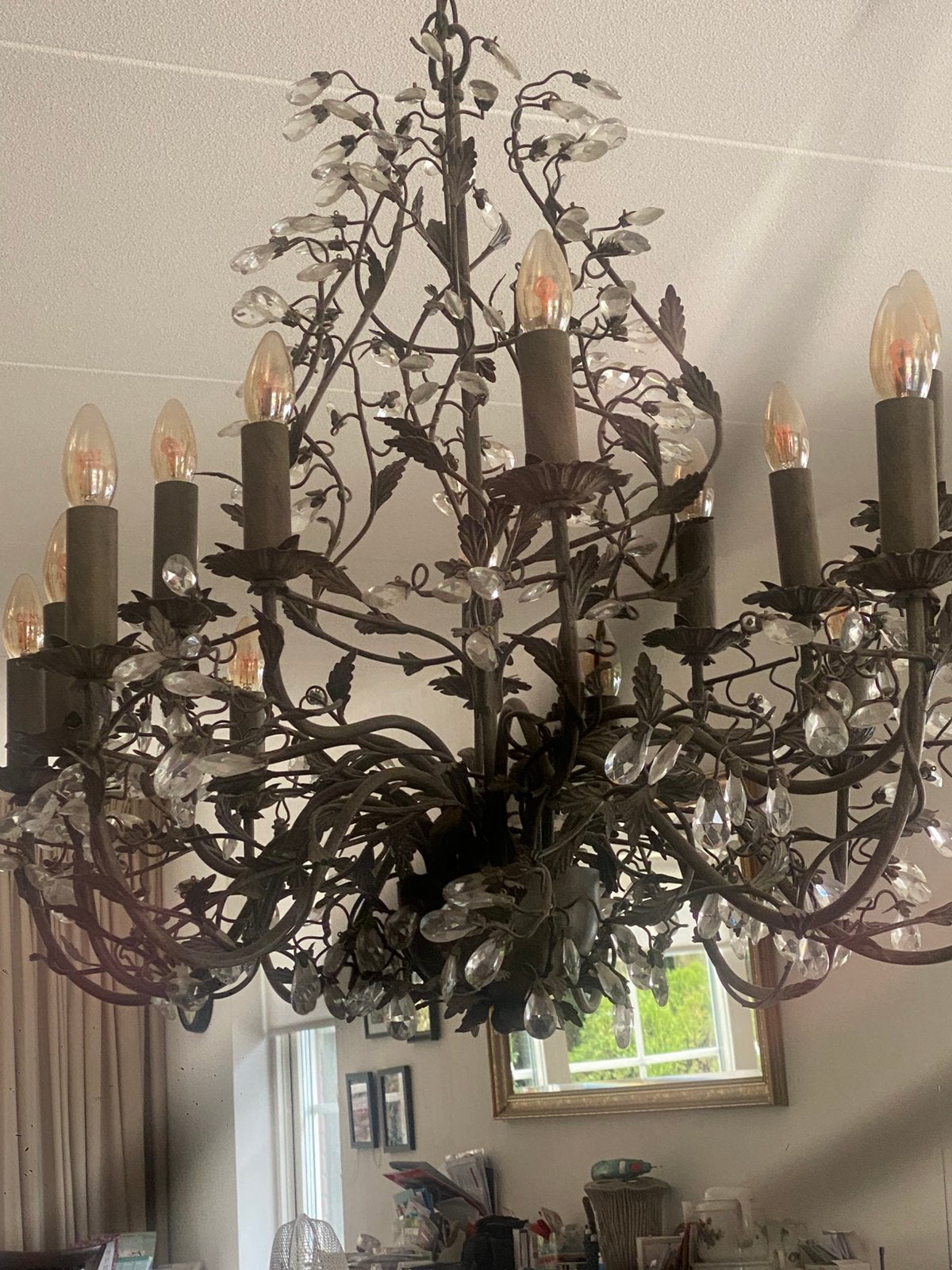 Te koop, Ophalen of Verzenden, Gebruikt, Metaal, Elegance 16 lichts rustiek ovaal