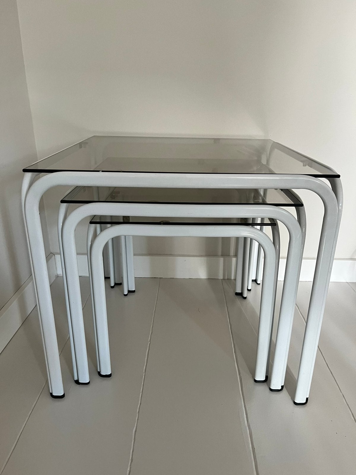 Vintage retro IKEA (?) nesting tables - jaren 80, Ophalen, Minder dan 45 cm, Minder dan 55 cm, Metaal of Aluminium