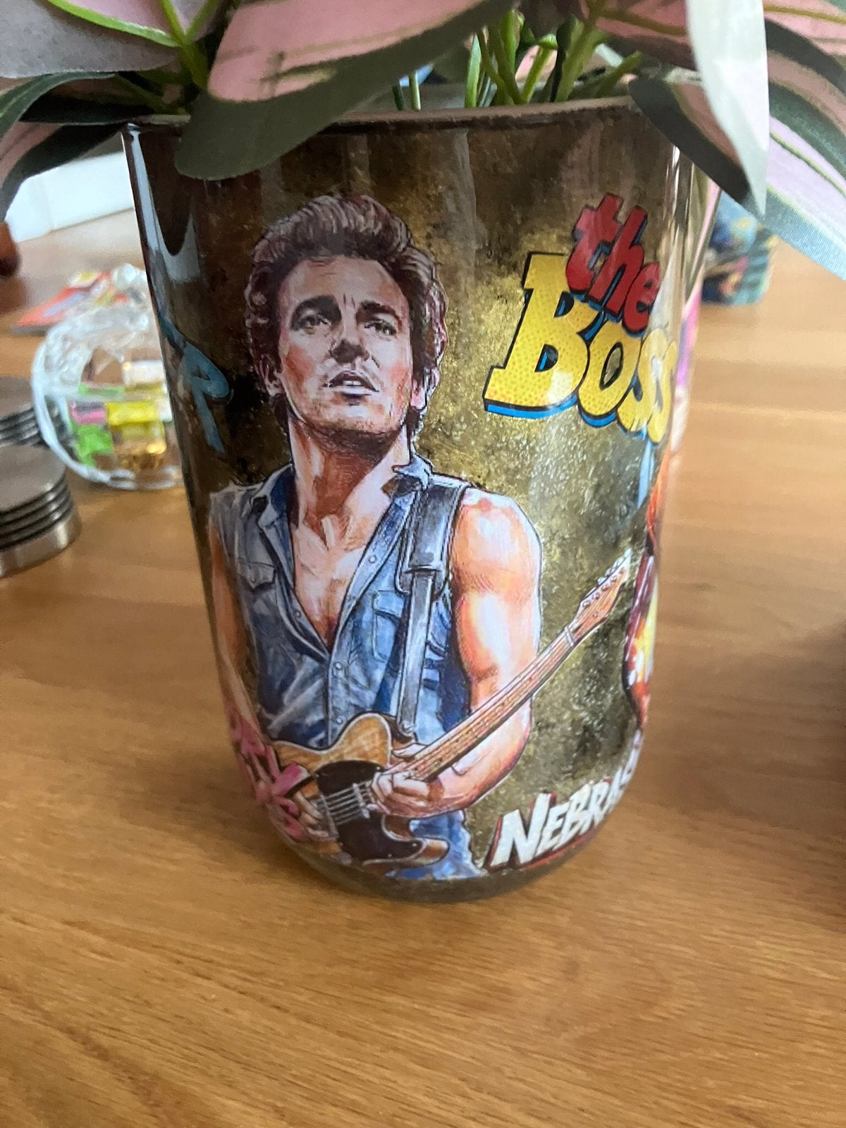 Decoupage vaas Bruce Springsteen, Handgemaakt, Meerkleurig, Nieuw, Ophalen of Verzenden