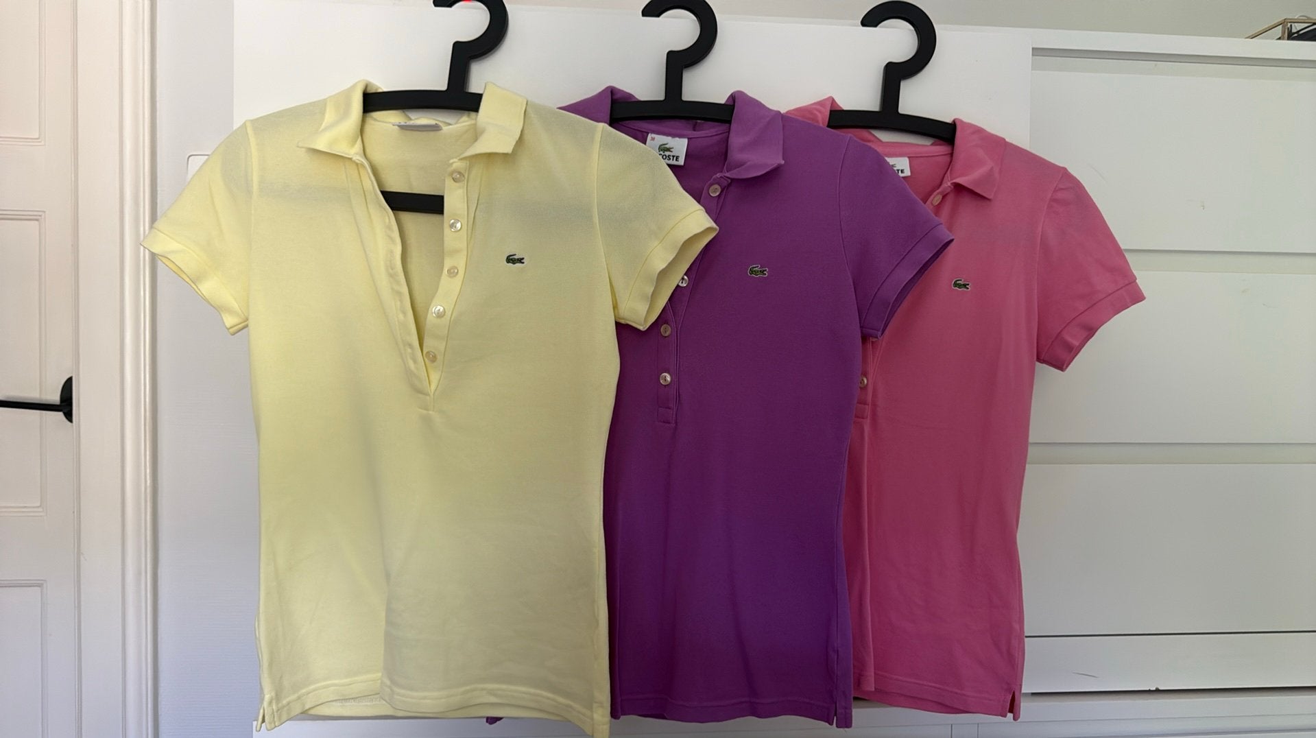 3 originele Lacoste polo’s maat 38/S, Kleding | Dames, Ophalen, Zo goed als nieuw, Maat 38/40 (M), Korte mouw
