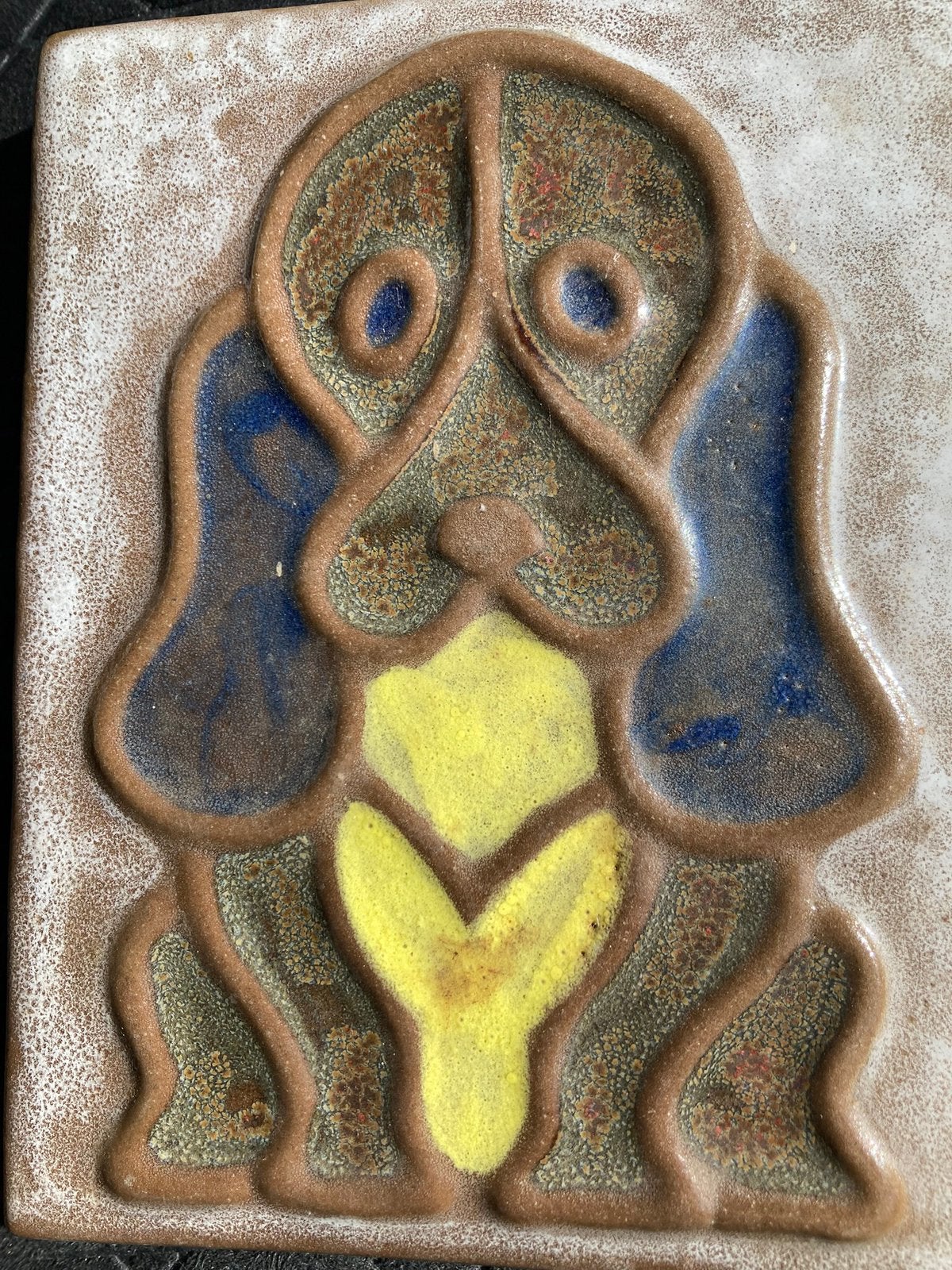 Oude Teckel Tegel Relief Hond Jaren 70 West Duitsland, Antiek en Kunst, Ophalen