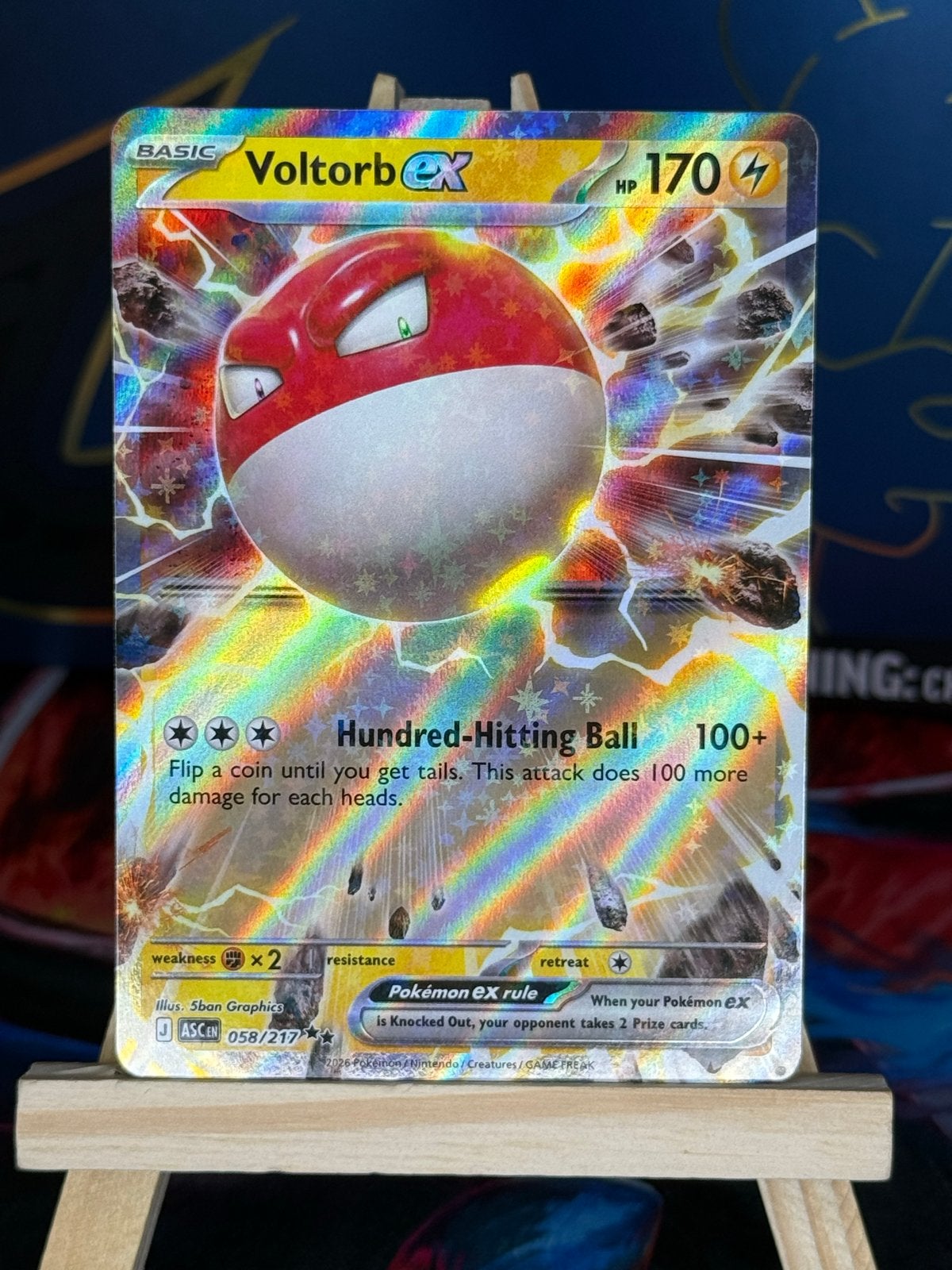Voltorb ex #58 | Pokemon Ascended Heroes, Ophalen of Verzenden, Zo goed als nieuw, Losse kaart, Foil