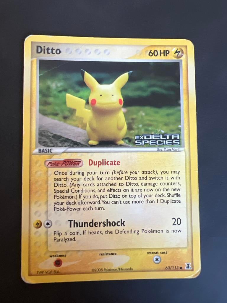 Ditto Pikachu ex Delta Species 63/113 reverse holo, Ophalen of Verzenden, Zo goed als nieuw, Losse kaart