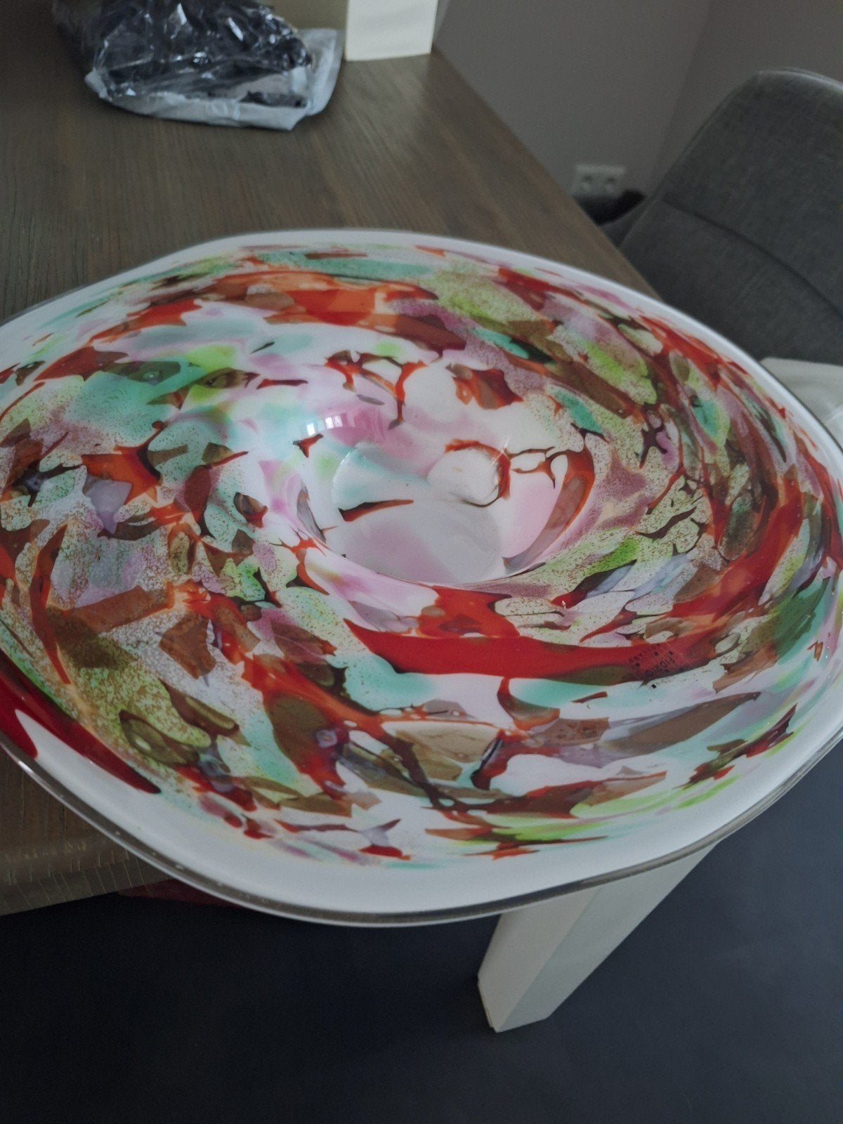 Fidrio decoratieve glazen fruitschaal mixed colors, Ophalen, Zo goed als nieuw, Glas