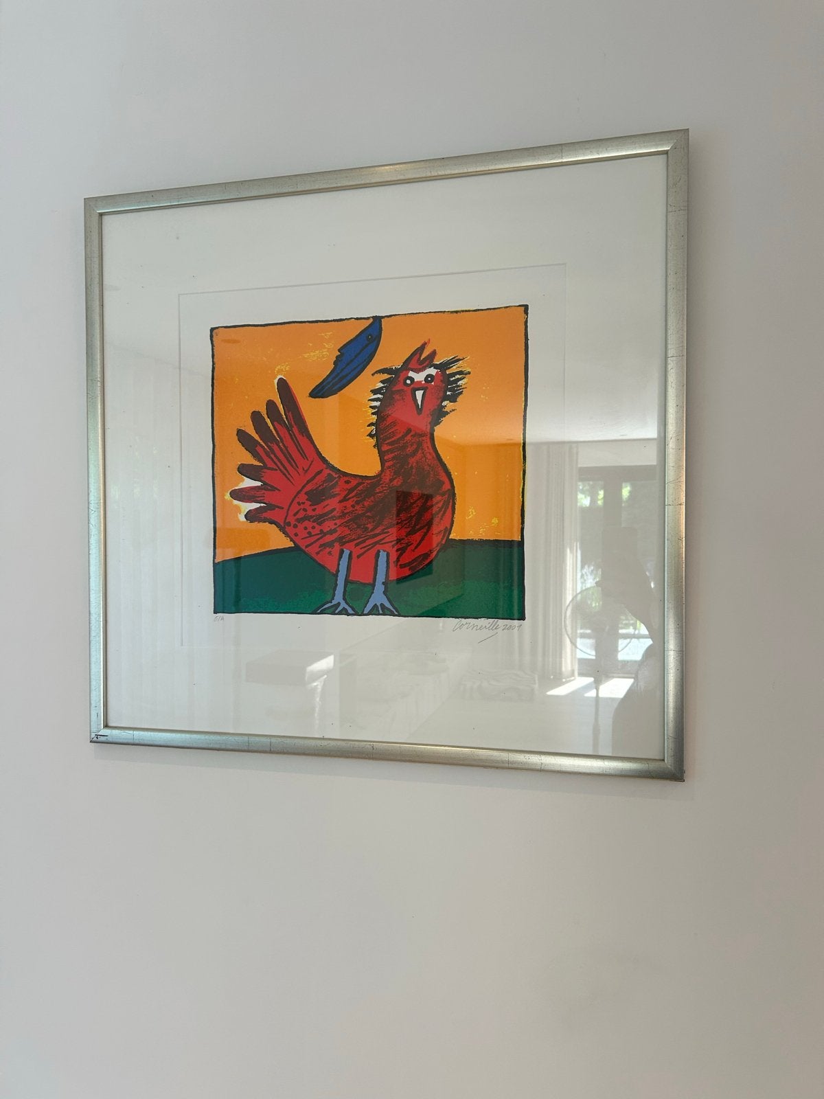Corneille Zeefdruk 'De Rode Haan' uit 2001, gesigneerd, Antiek en Kunst, Kunst | Litho's en Zeefdrukken, Gesigneerd, Ophalen, Dieren en Natuur