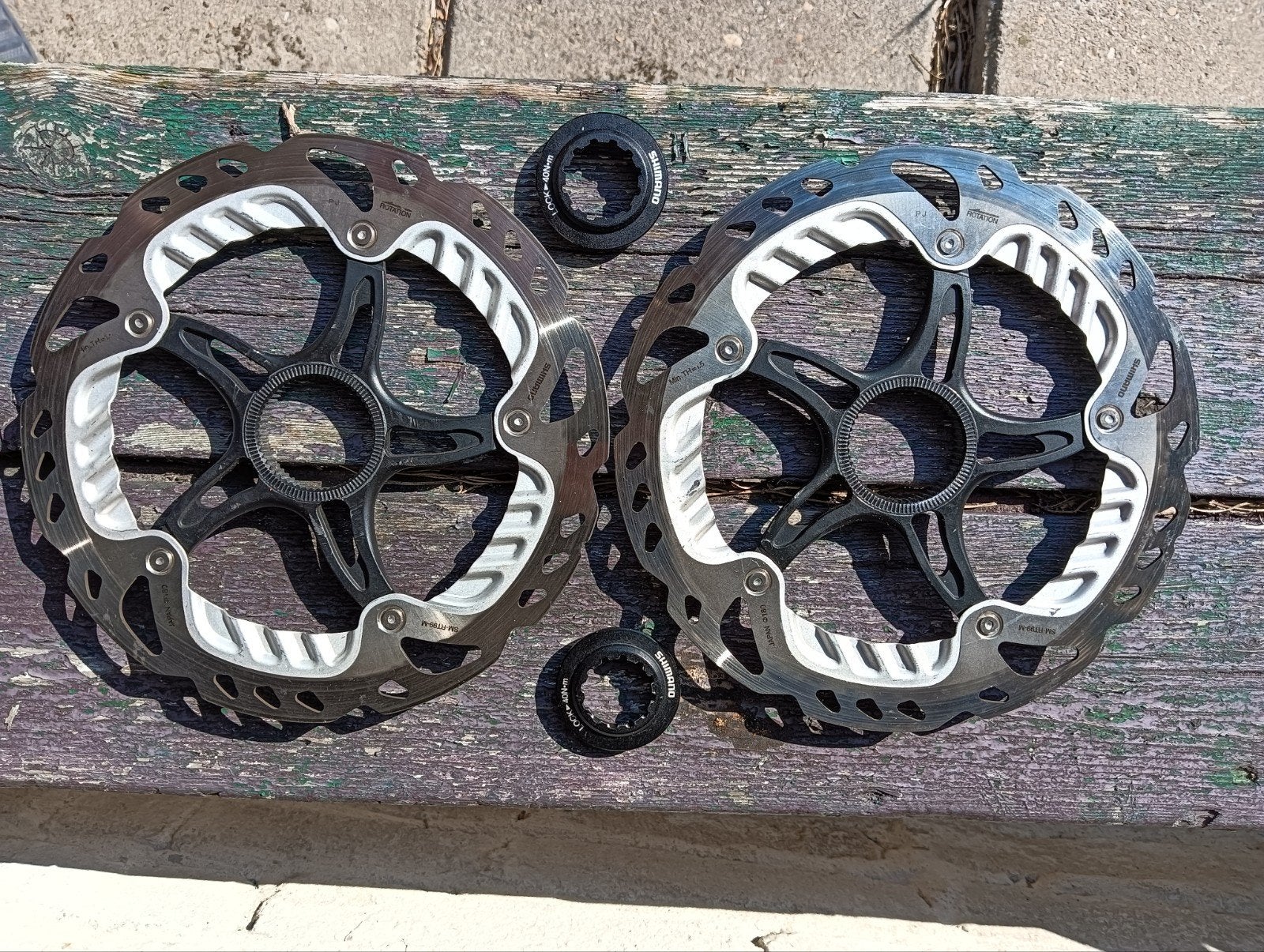 Remschijven, Shimano, 180mm, center lock, Fietsen en Brommers, Fietsonderdelen, Remmen, Gebruikt, Gravelbike, Ophalen of Verzenden