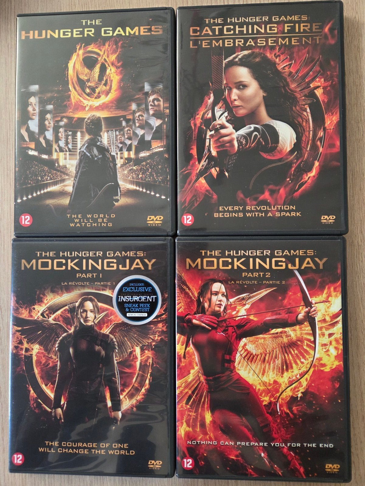 The Hunger Games Complete Collectie op DVD (4 films), Vanaf 12 jaar, Ophalen of Verzenden, Zo goed als nieuw, Actiethriller