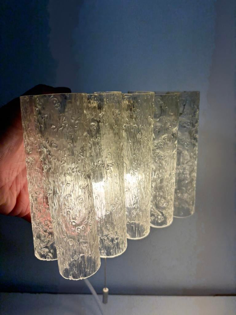 wandlamp van ijsglas van Doria, Duitsland, 1960, Huis en Inrichting, Ophalen of Verzenden, Zo goed als nieuw, Glas