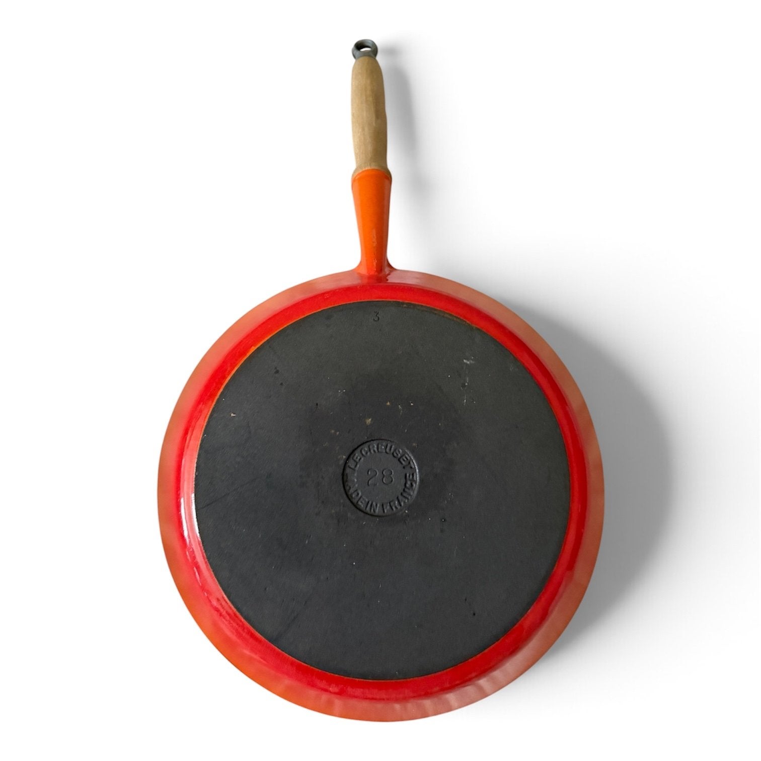 Le Creuset vintage stalen pan 28 cm prachtige staat, Koekenpan, Gebruikt, Gietijzer, Le Creuset