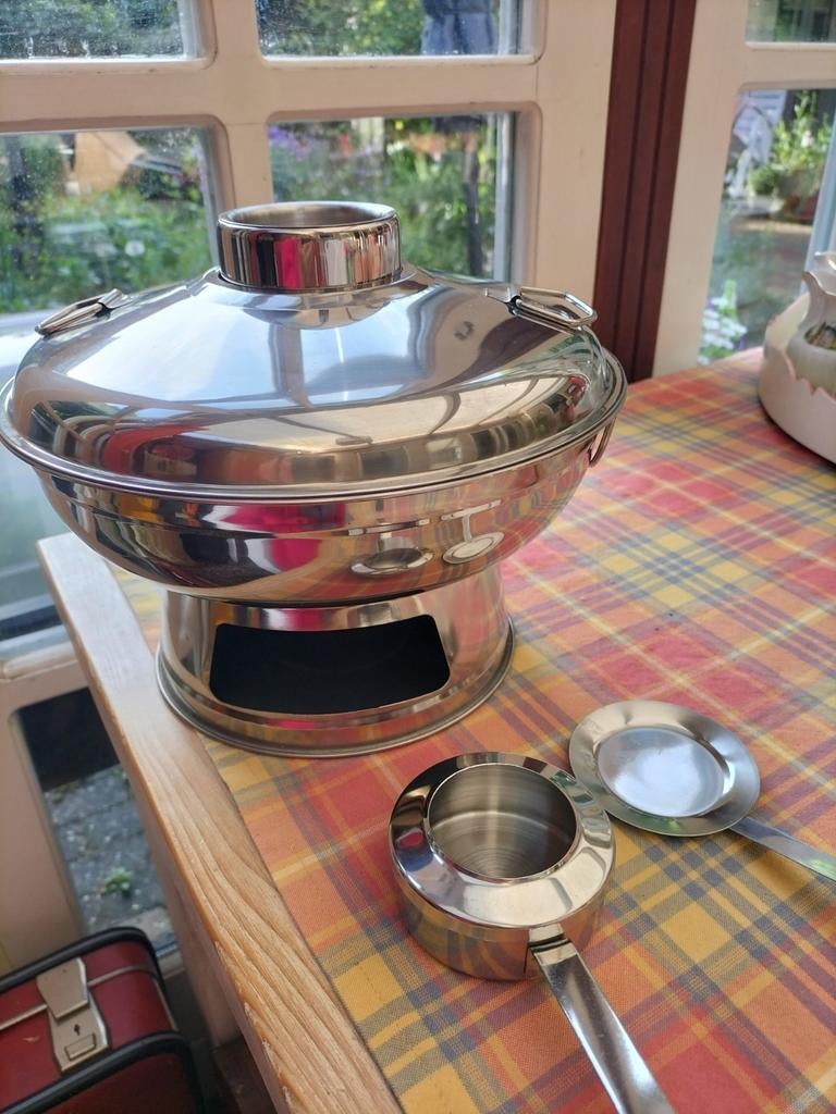 Pan zonder gas of stroom, Ophalen of Verzenden, Zo goed als nieuw, Rvs, Koekenpan of Braadpan