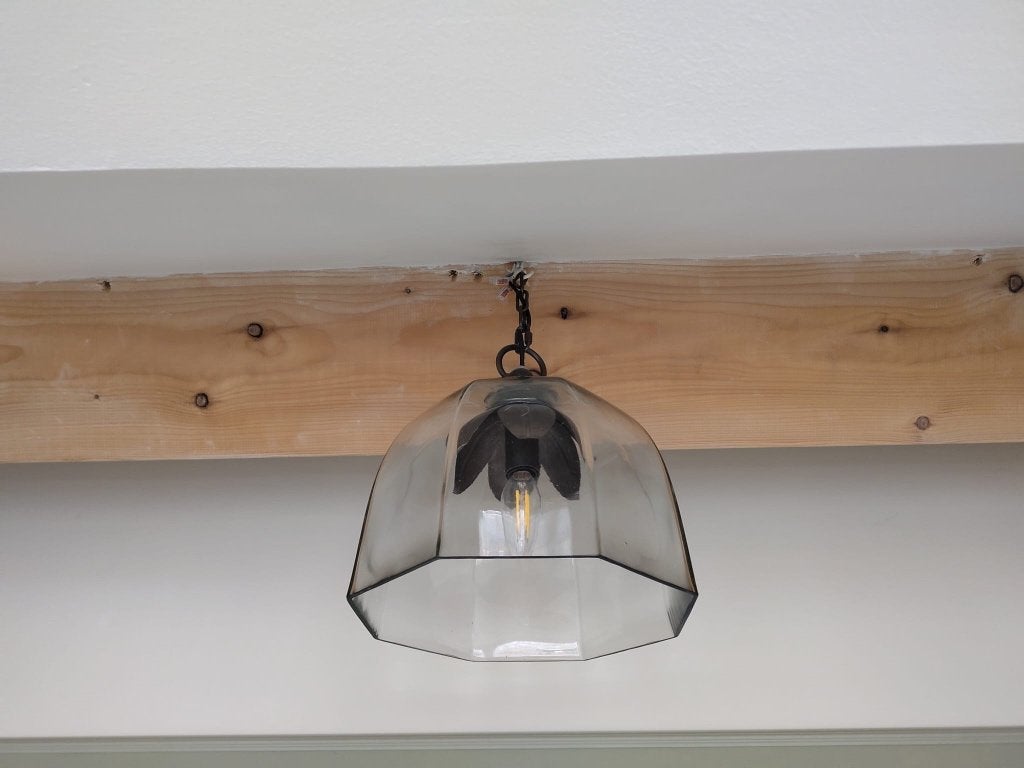 Hanglamp bloem met glazen kap, Ophalen, Gebruikt, Metaal, Minder dan 50 cm
