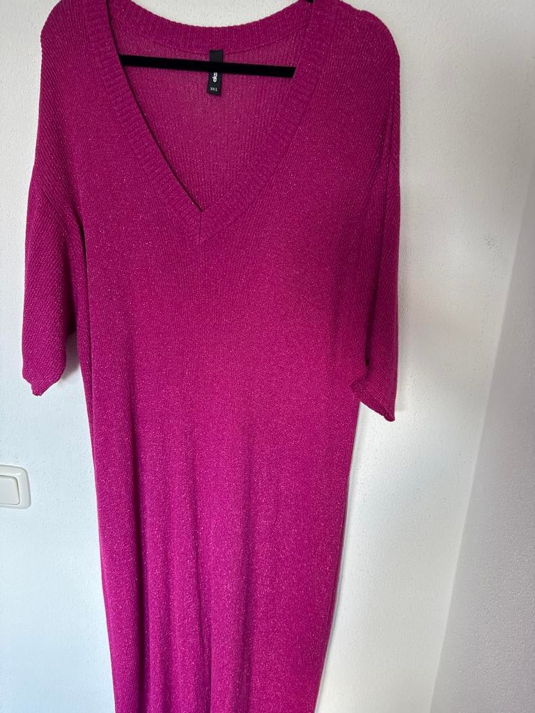 Lange Cyclaam Roze Glitter Jurk - Nieuw - 3XL, Maat 46/48 (XL) of groter, Nieuw, Ophalen of Verzenden, Roze