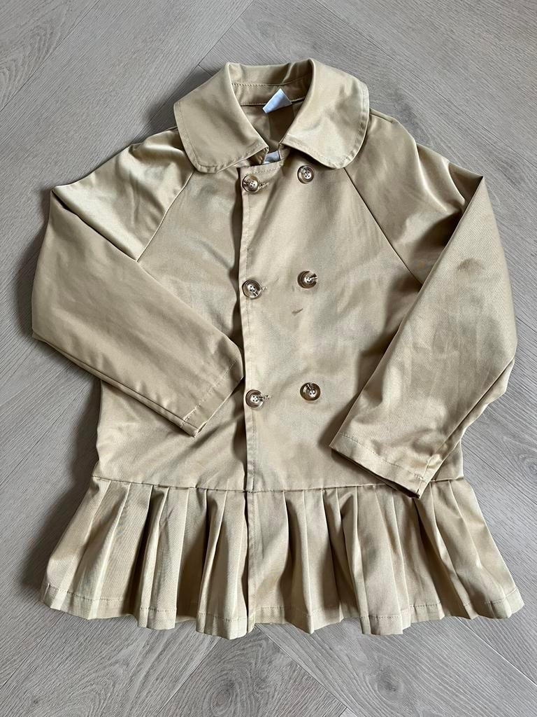 Trenchcoat zandkleurig maat 134, Ophalen of Verzenden, Gebruikt, Meisje, Jas