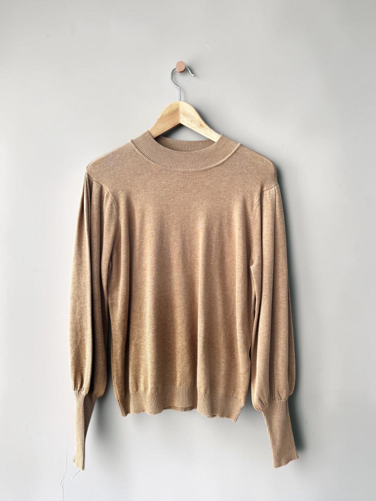 Soyaconcept knit camel beige trui pofmouwen L large 40, Ophalen of Verzenden, Nieuw, Maat 42/44 (L), Beige