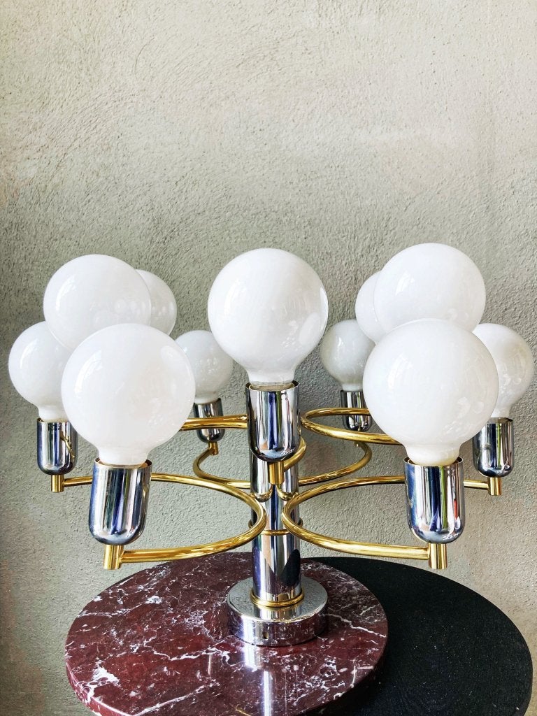 Vintage zilver/goud spiraalvormige plafondlamp, Niet ingevuld, Gebruikt, Mid century modern, Niet ingevuld