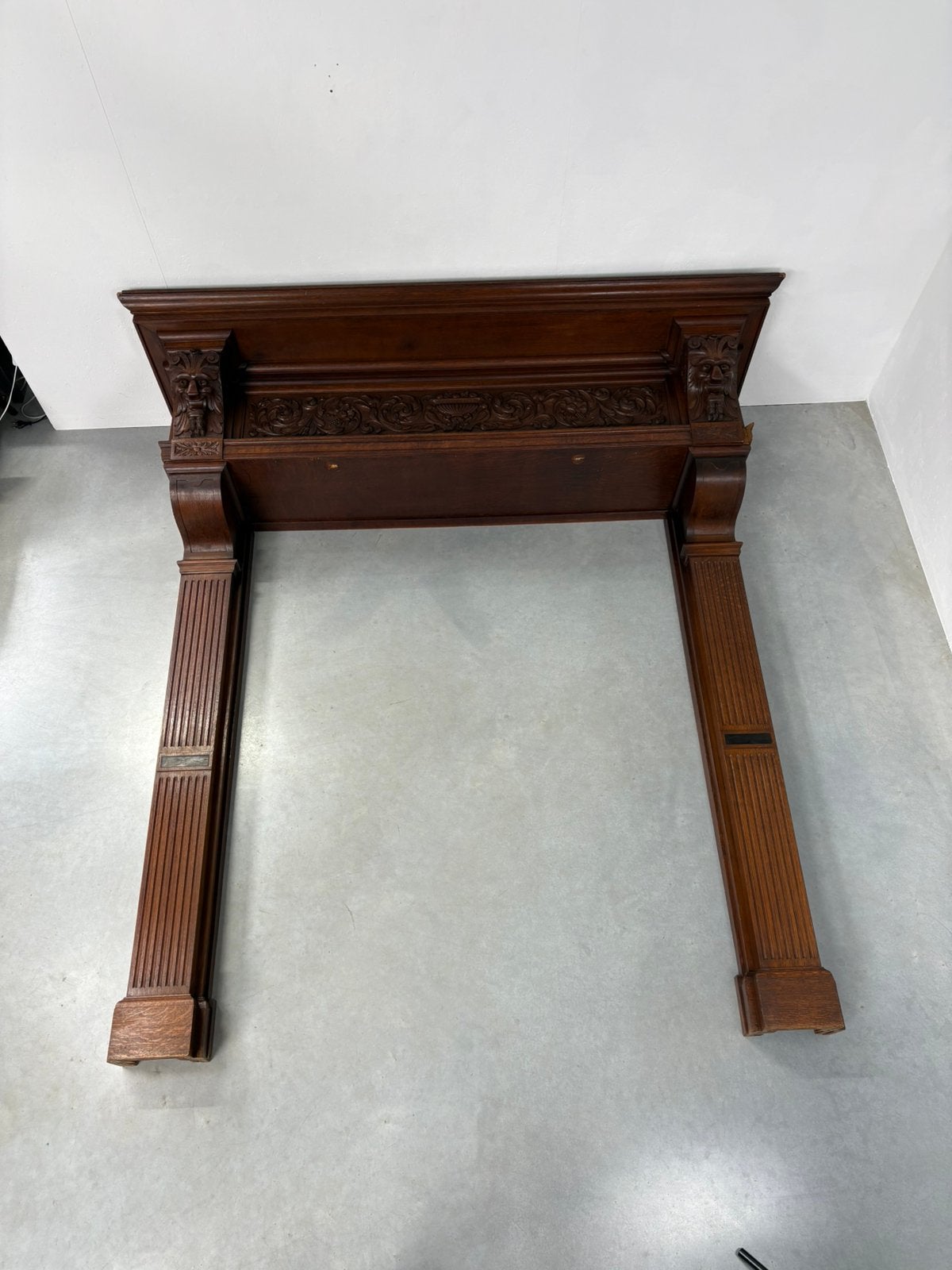 Grote hoge eiken houten schouw - vintage fireplace, Ophalen, 50 mm of meer, Minder dan 200 cm, Balk