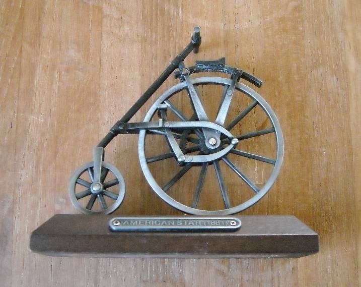 Fiets beeldje American Star 1881 rijwiel model, Ophalen of Verzenden