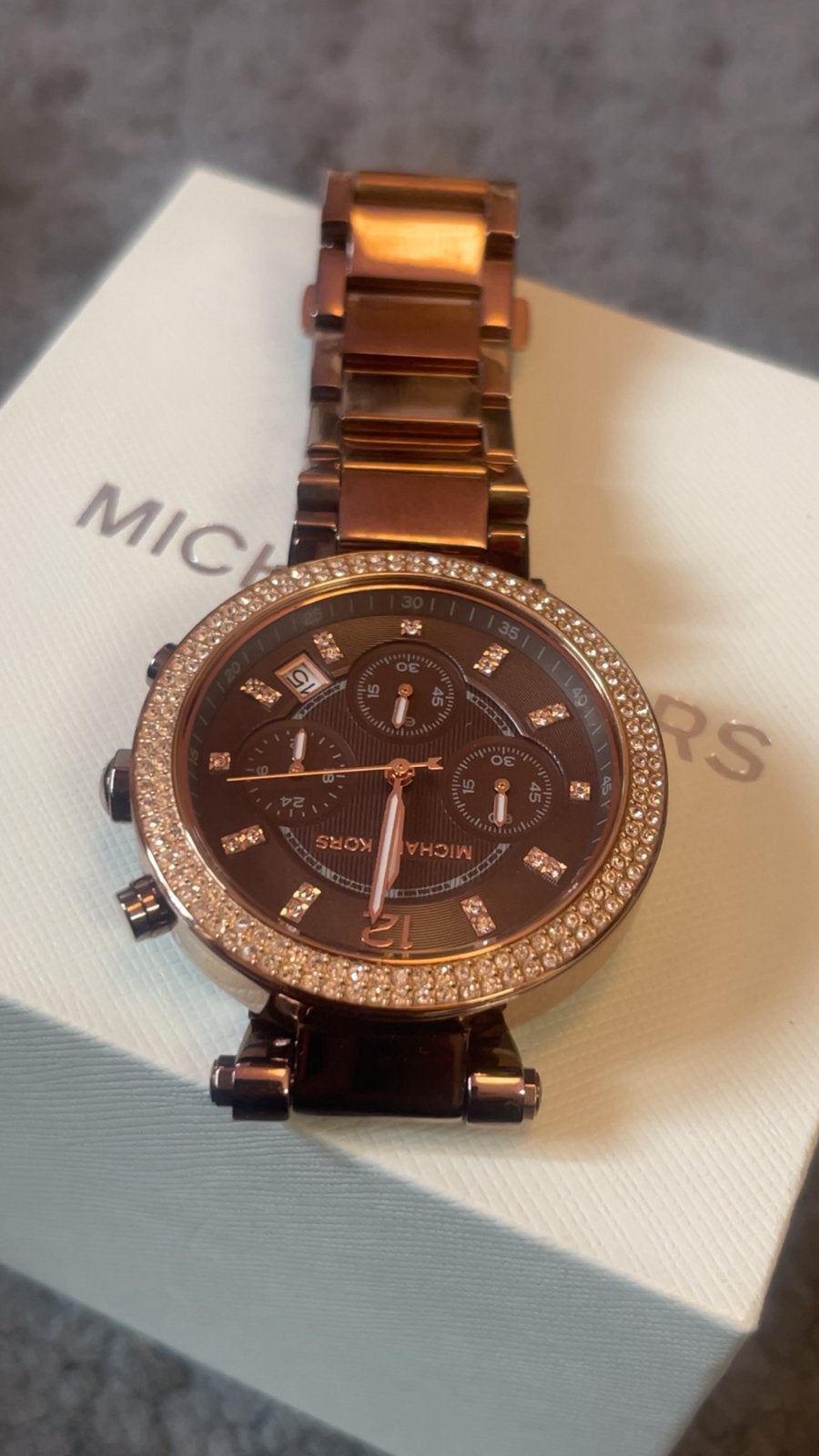 Michael Kors Dames Horloge met Strass - Zo goed als nieuw, Sieraden, Tassen en Uiterlijk, Horloges | Dames, Staal, Polshorloge
