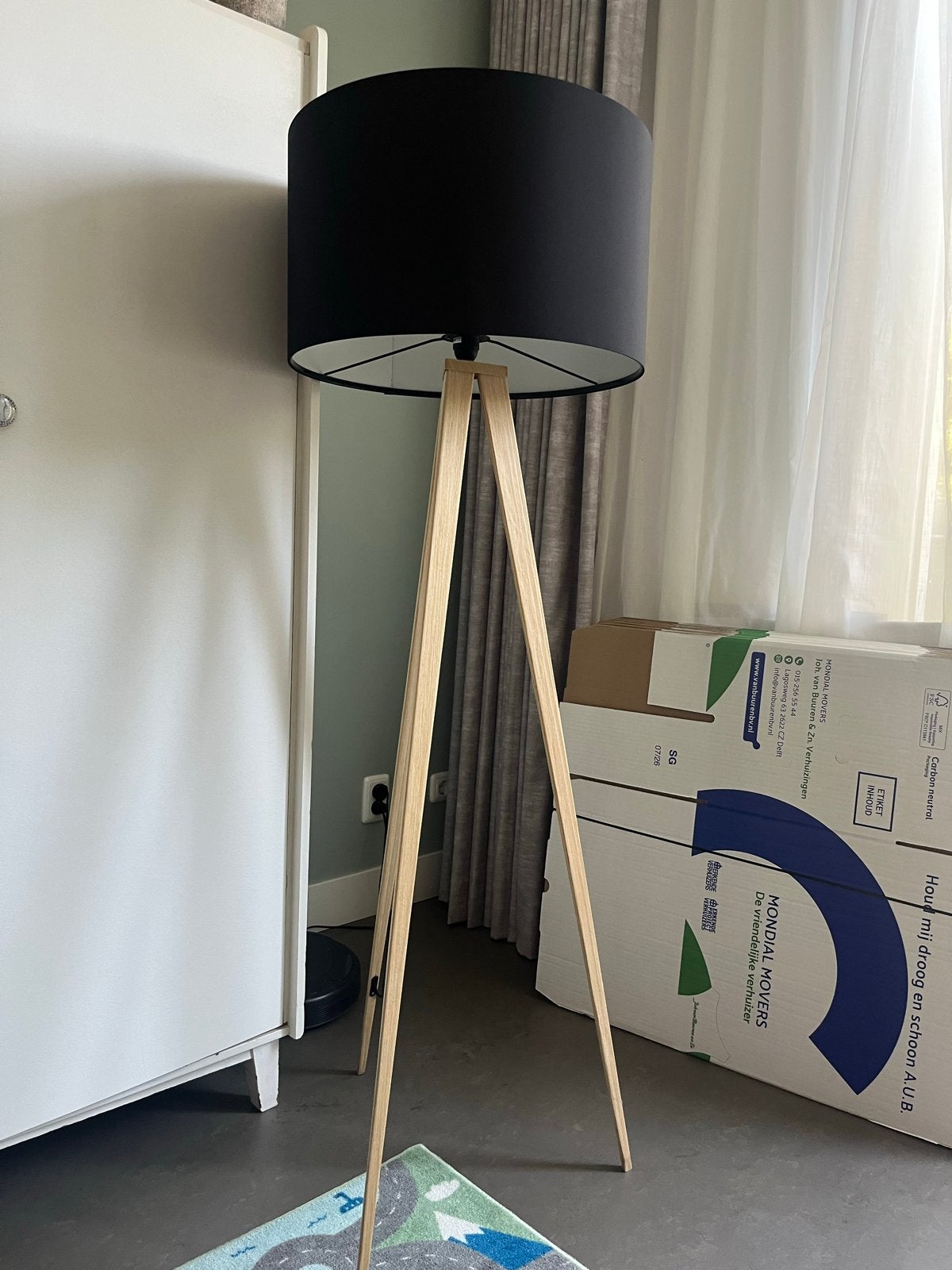 Zuiver Tripod staande Lamp met Zwarte Kap, Ophalen, Gebruikt, Modern, 150 tot 200 cm