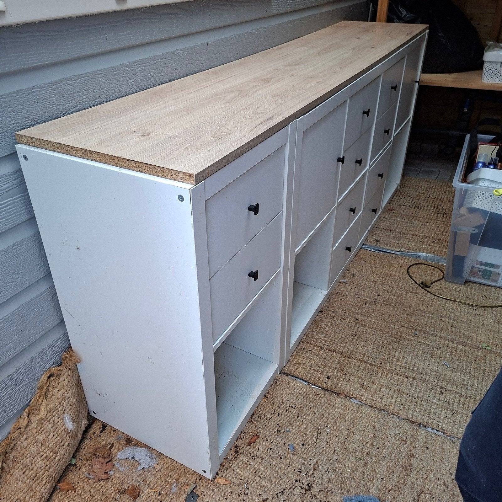 IKEA Kallax kast met lades en houten blad, Ophalen, Gebruikt