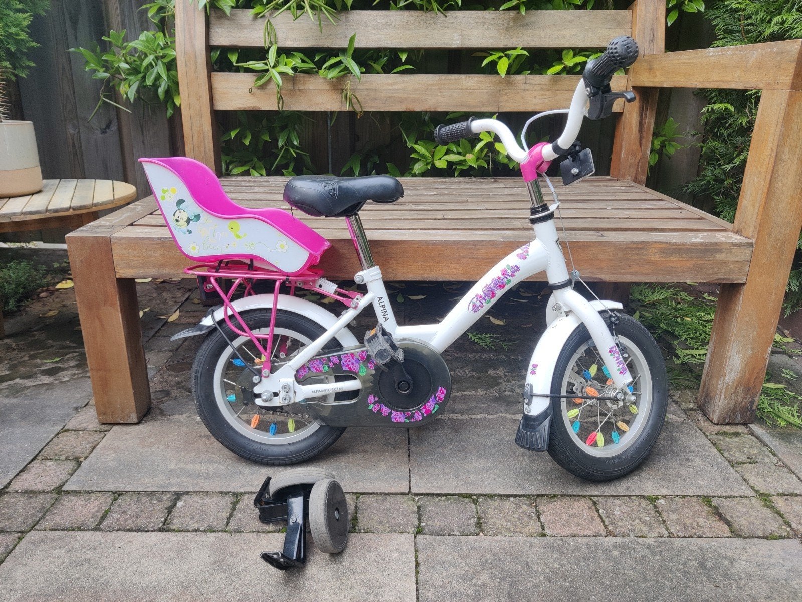 Alpina Girl Power kinderfiets 12 inch met zijwieltjes, Fietsen en Brommers, Ophalen, Terugtraprem, Zijwieltjes, Gebruikt
