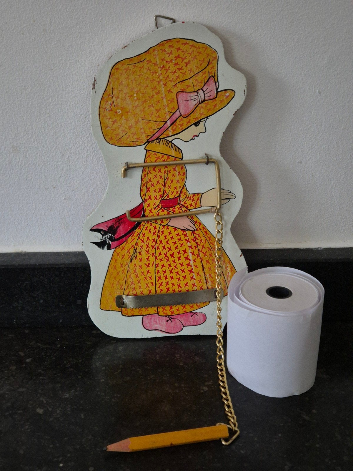 Vintage papier rolhouder voor notitiepapier, Verzamelen, Ophalen of Verzenden, Huis en Inrichting